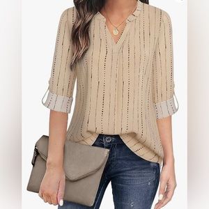 Chiffon V-neck 3/4 sleeve blouse